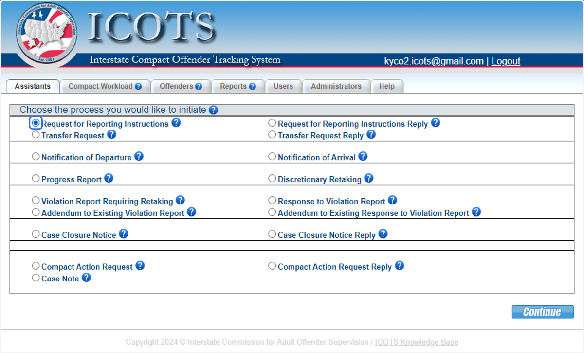 Select Request for Reporting Instructions.