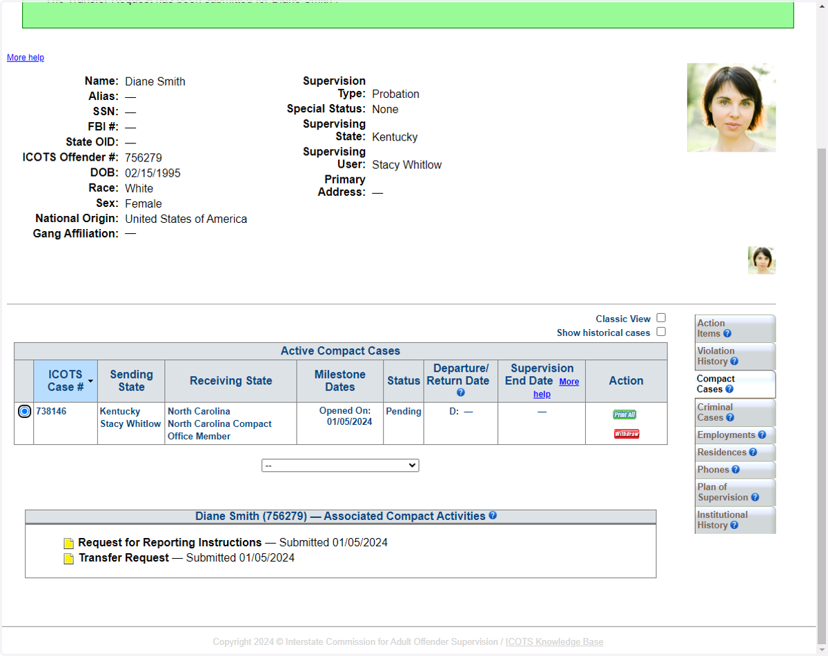 View activities and status of activities from the Profile screen or your Compact Workload. Once decision is made, an email will be generated to all associated users in the sending state.