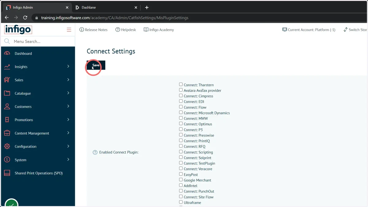 Click Save to confirm these inputs