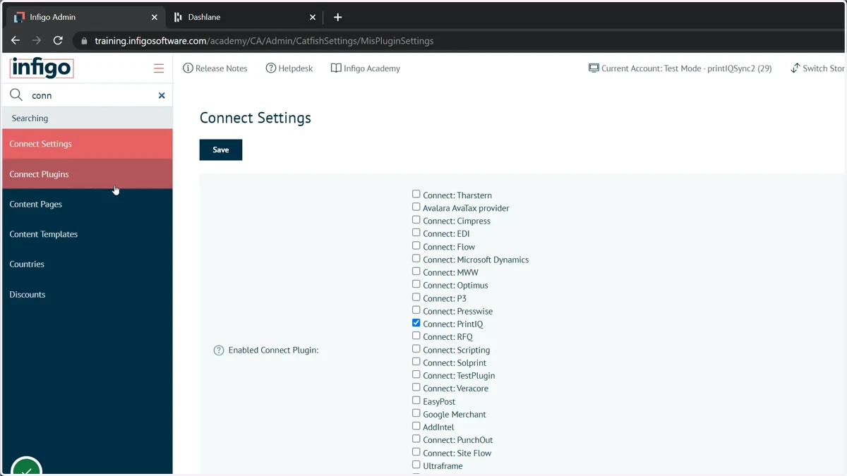 Navigate to the Connect Plugins screen