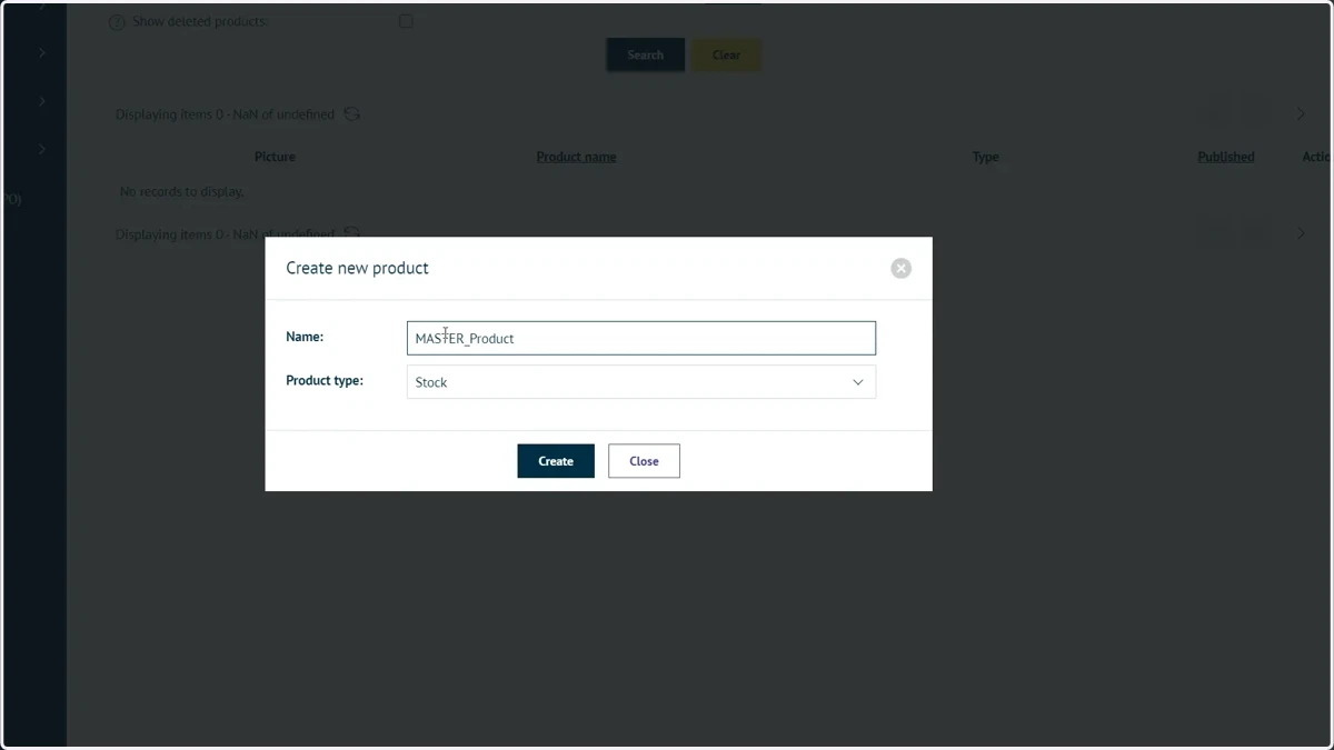 Create a new product with the prefix "MASTER_"