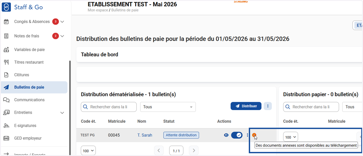 La présence des documents annexes disponibles sont identifiables par une bulle d'information orange: