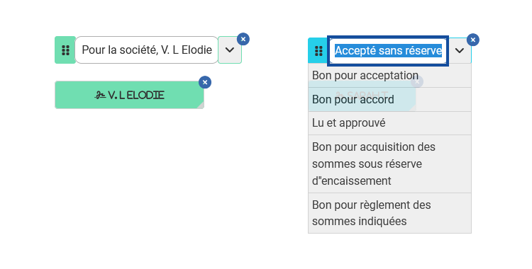 ℹ️Le texte peut être personnalisé en cliquant sur la zone de texte: