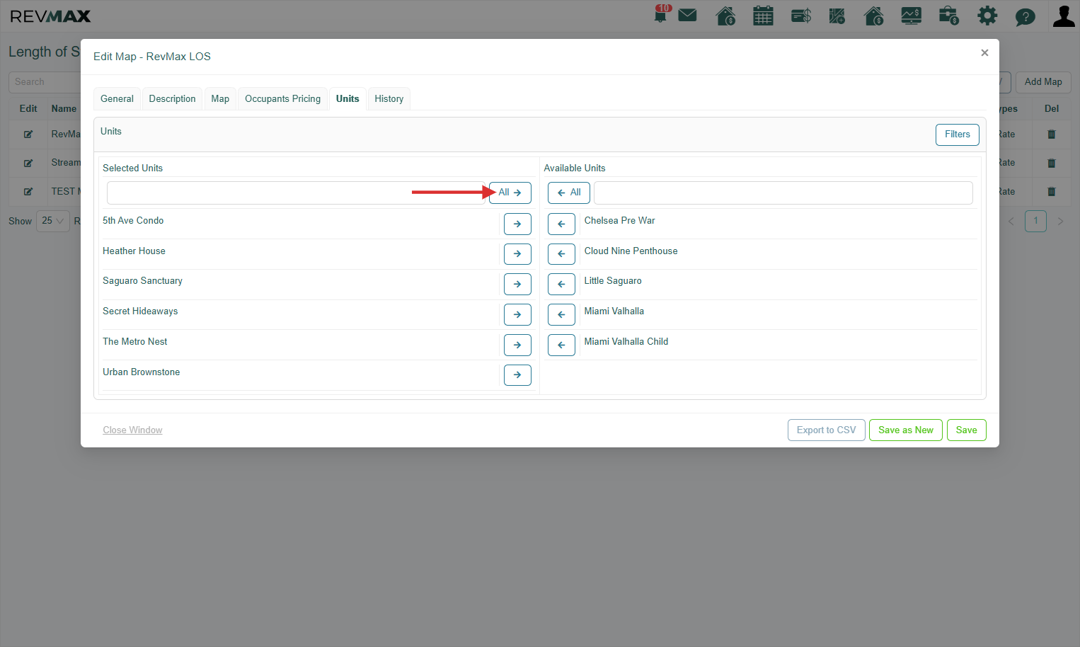 Next, open the Units tab and remove all of the selected units assigned to that map.