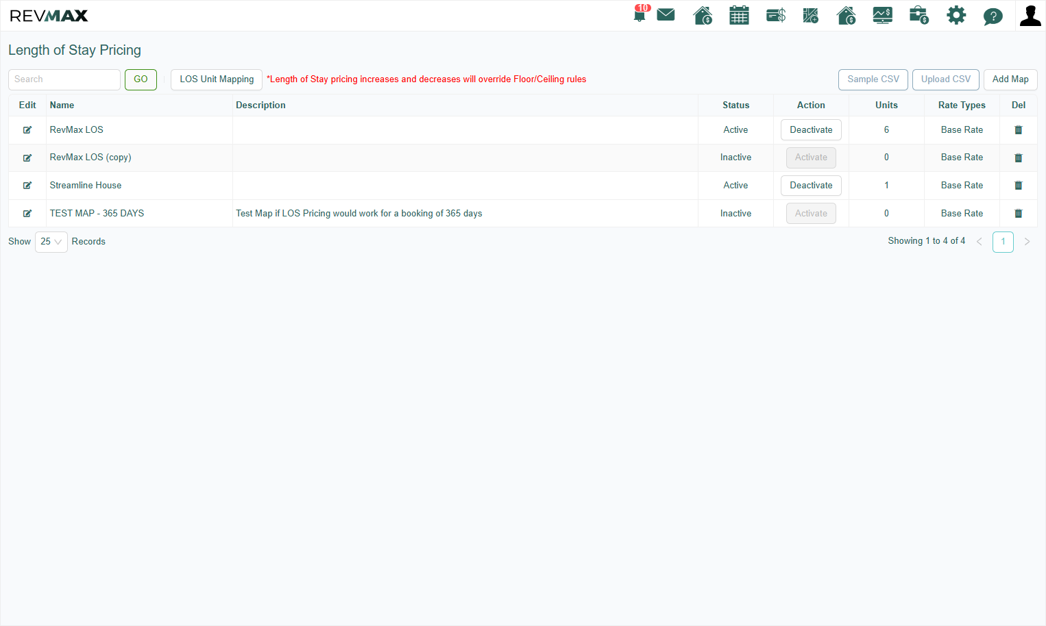 Afterward, return to the Length of Stay Pricing page, where you will see the newly created map labeled (Copy) to help distinguish it from the original.