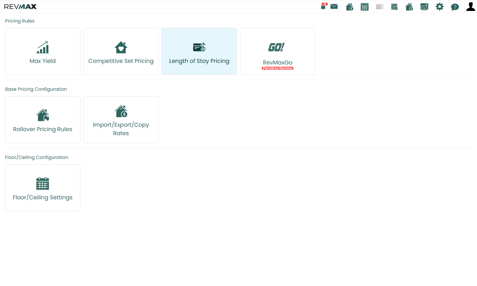 To create a copy of an existing Length of Stay map, first navigate to the Length of Stay Pricing page within your RevMax system.