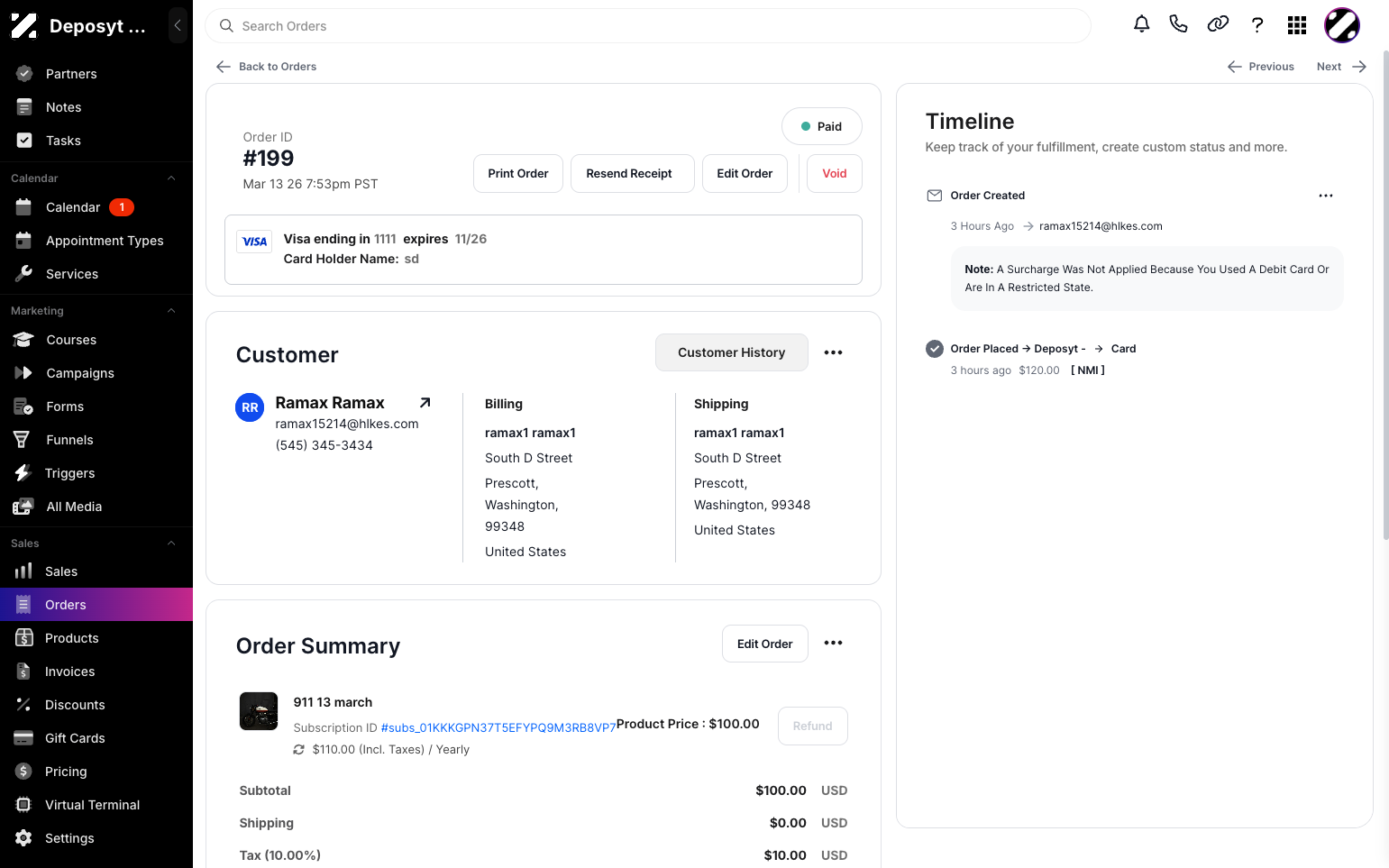 View Customer History