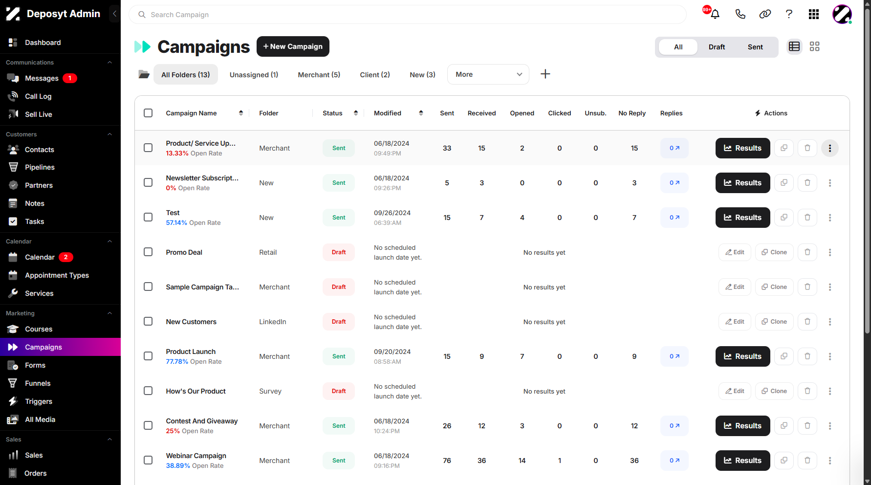 Step 3: Select a campaign, then click the three-dot menu.