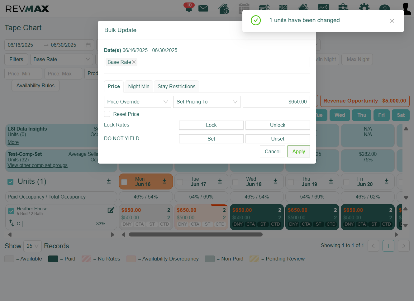 Once you've set the pricing, click “Apply” to save your changes.