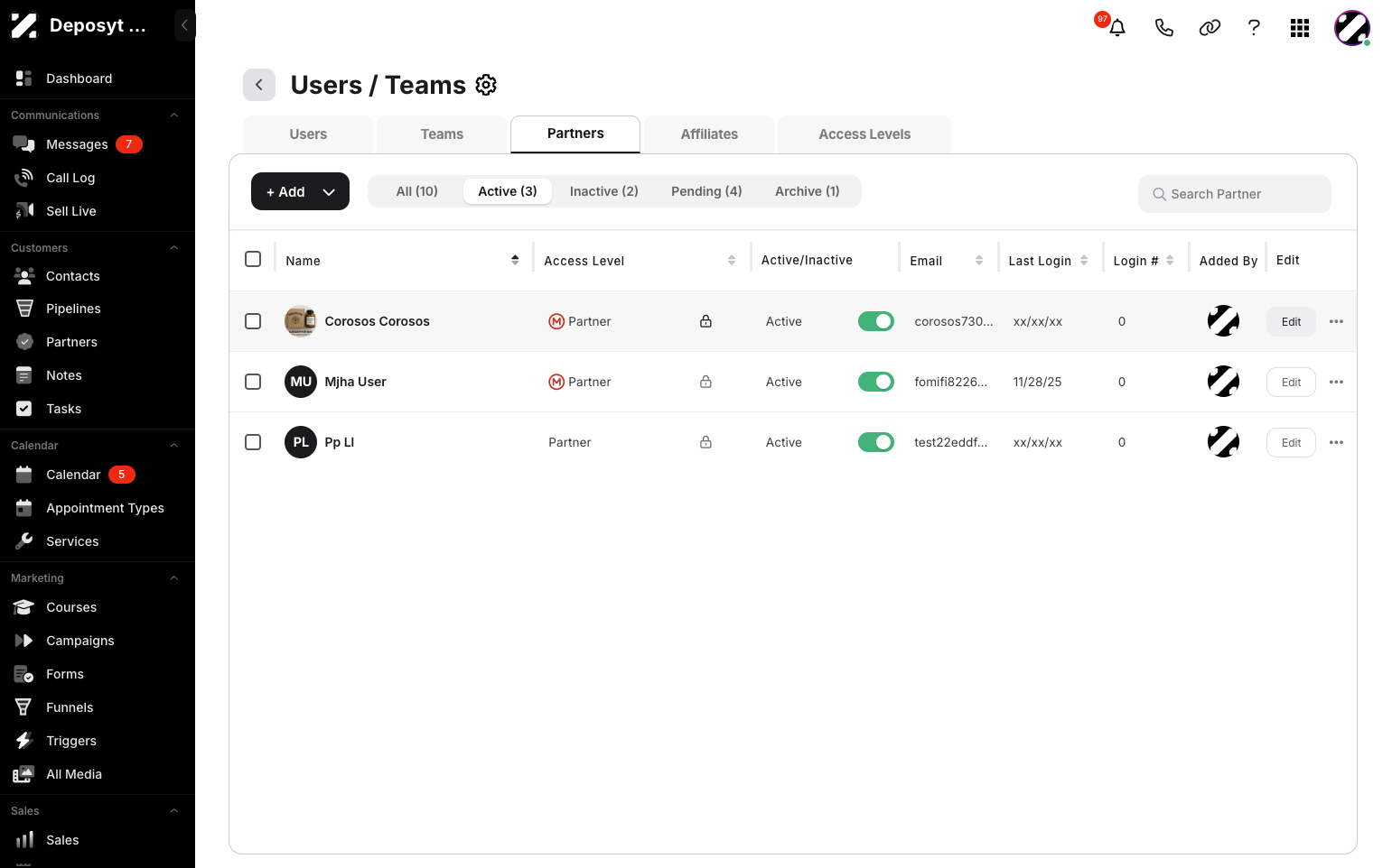 Step 5: Click the Edit button for the user you want to update.