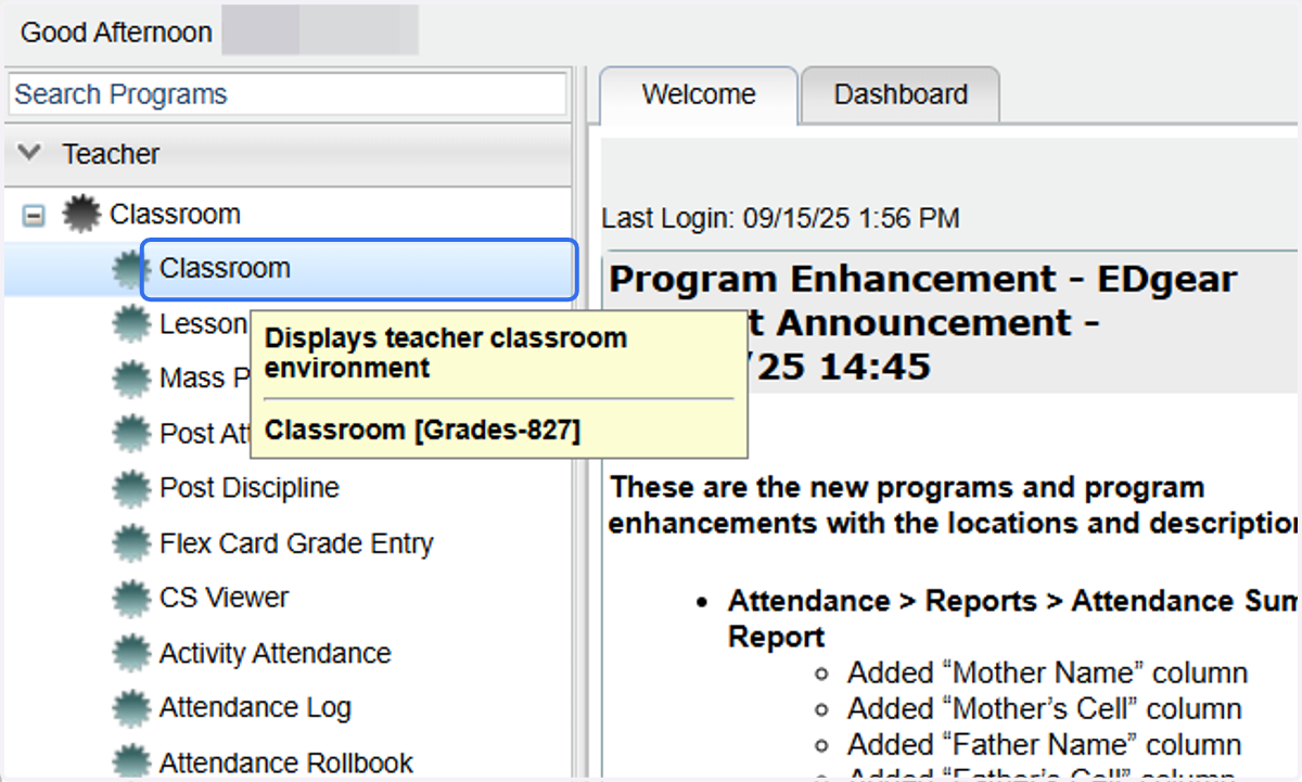 Click on Classroom