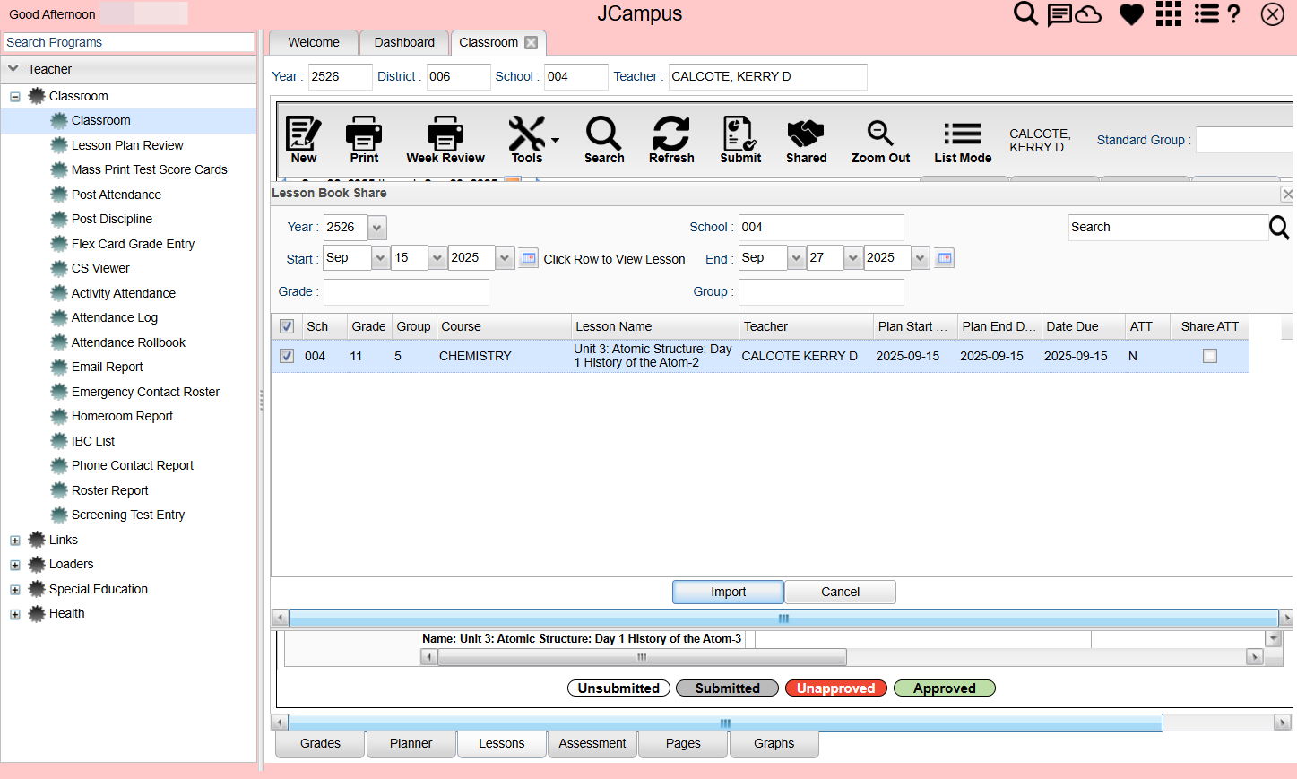 Click on Import