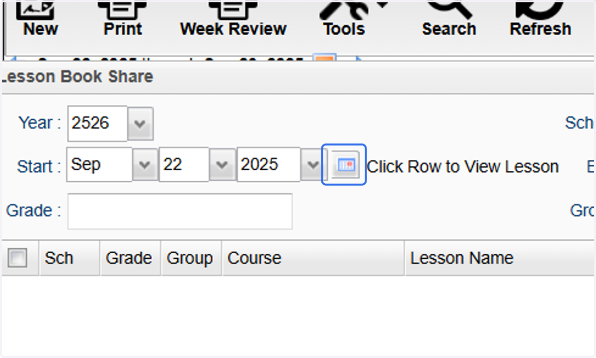Select the start date of the template plan.