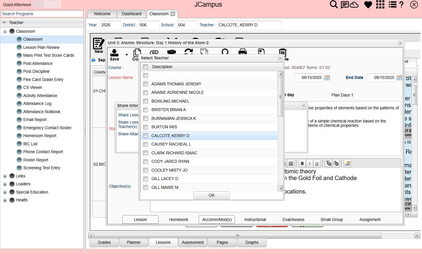 Select the check box next to YOUR NAME.