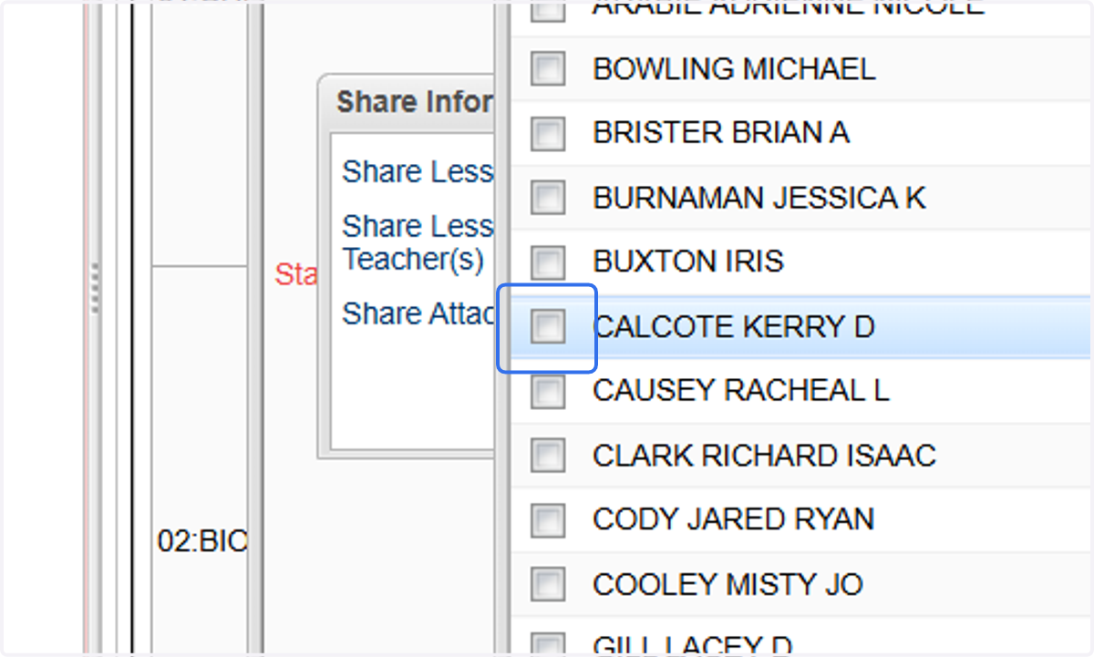 Select the check box next to YOUR NAME.