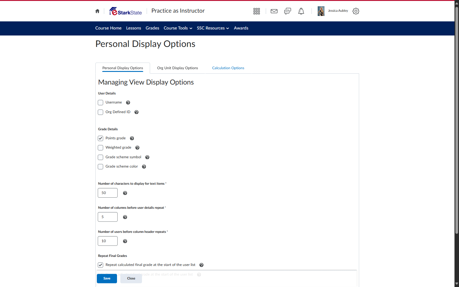 Click on Calculation Options