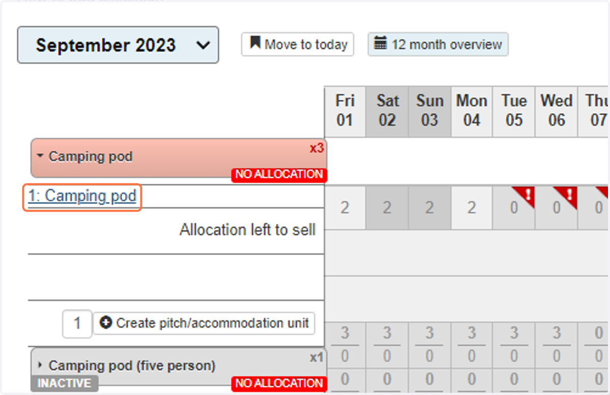 Click on the blue hyperlink for the specific pitch/unit the iCal relates to