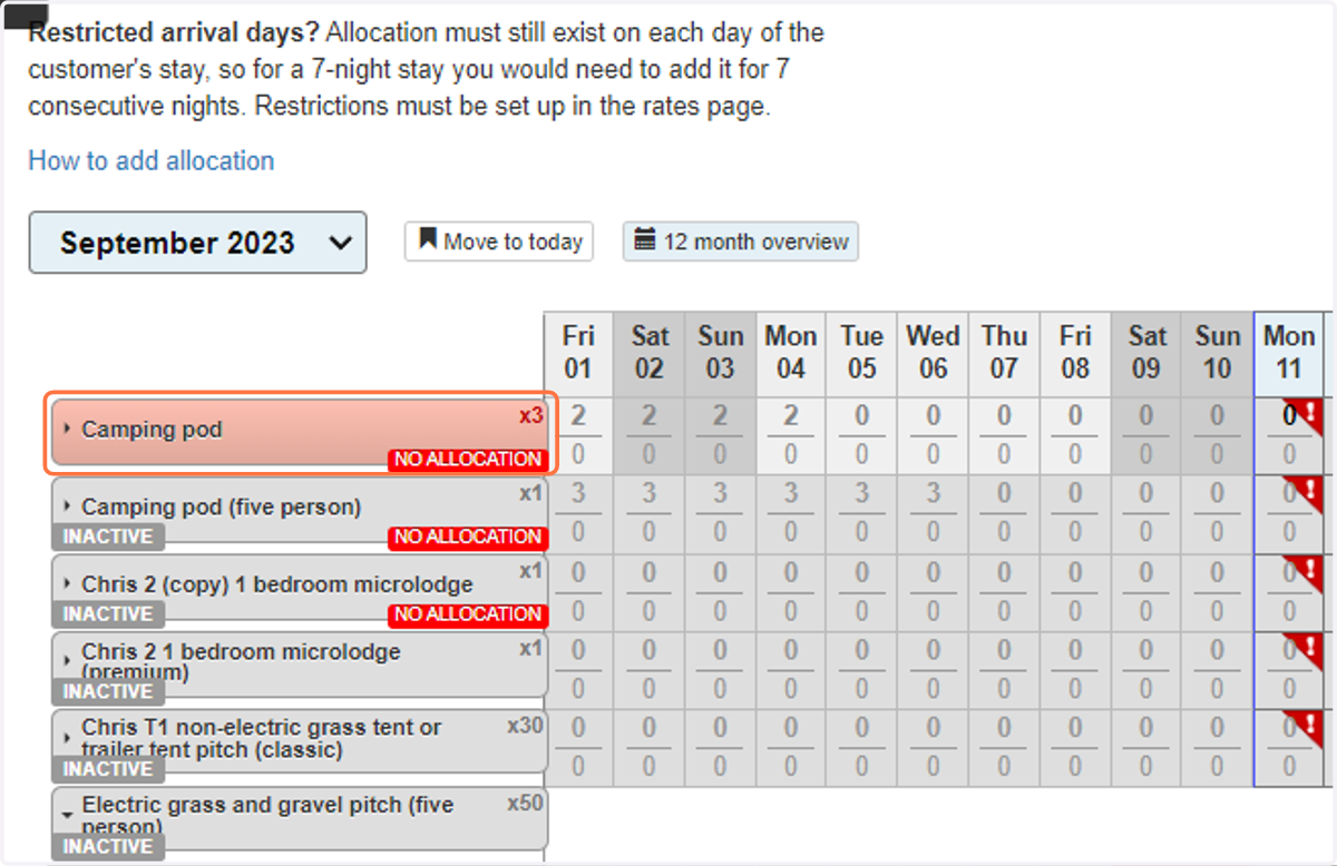 Click on the pitch type you would like to add an iCal link to