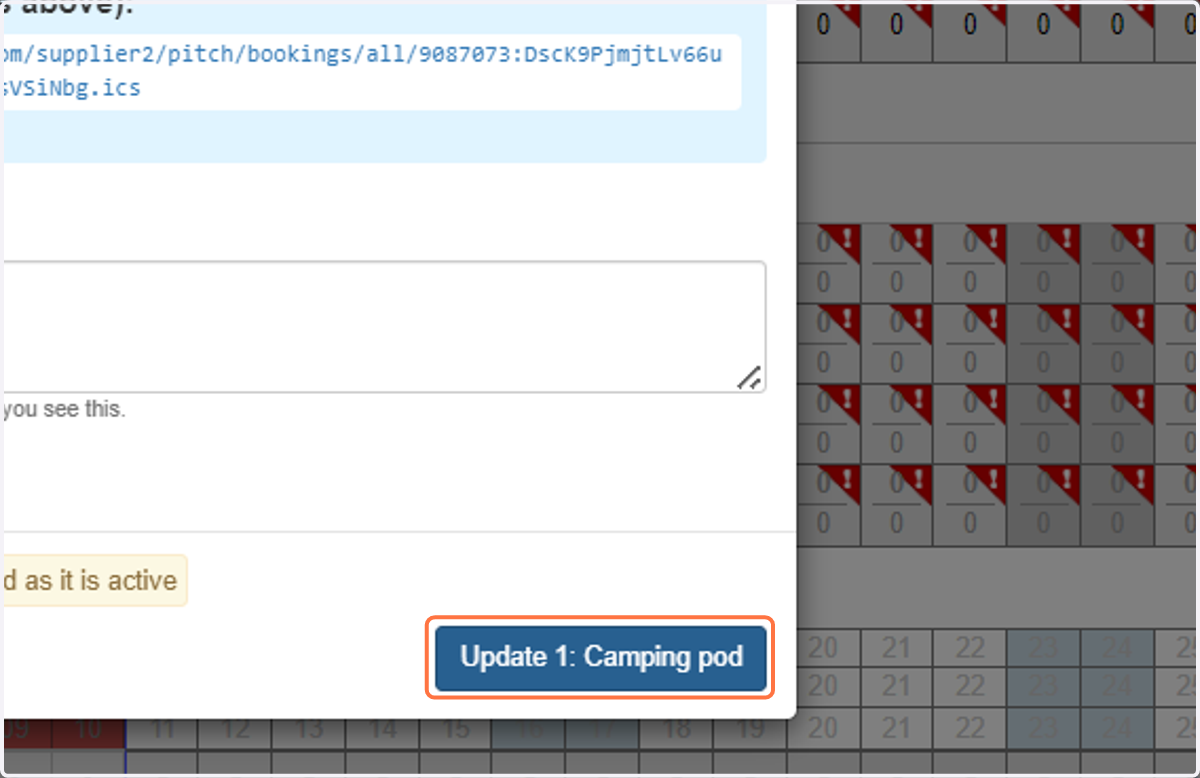 Click on the 'Update' button and we will start to fetch your iCals and show any external bookings in grey in the Allocation grid below!
