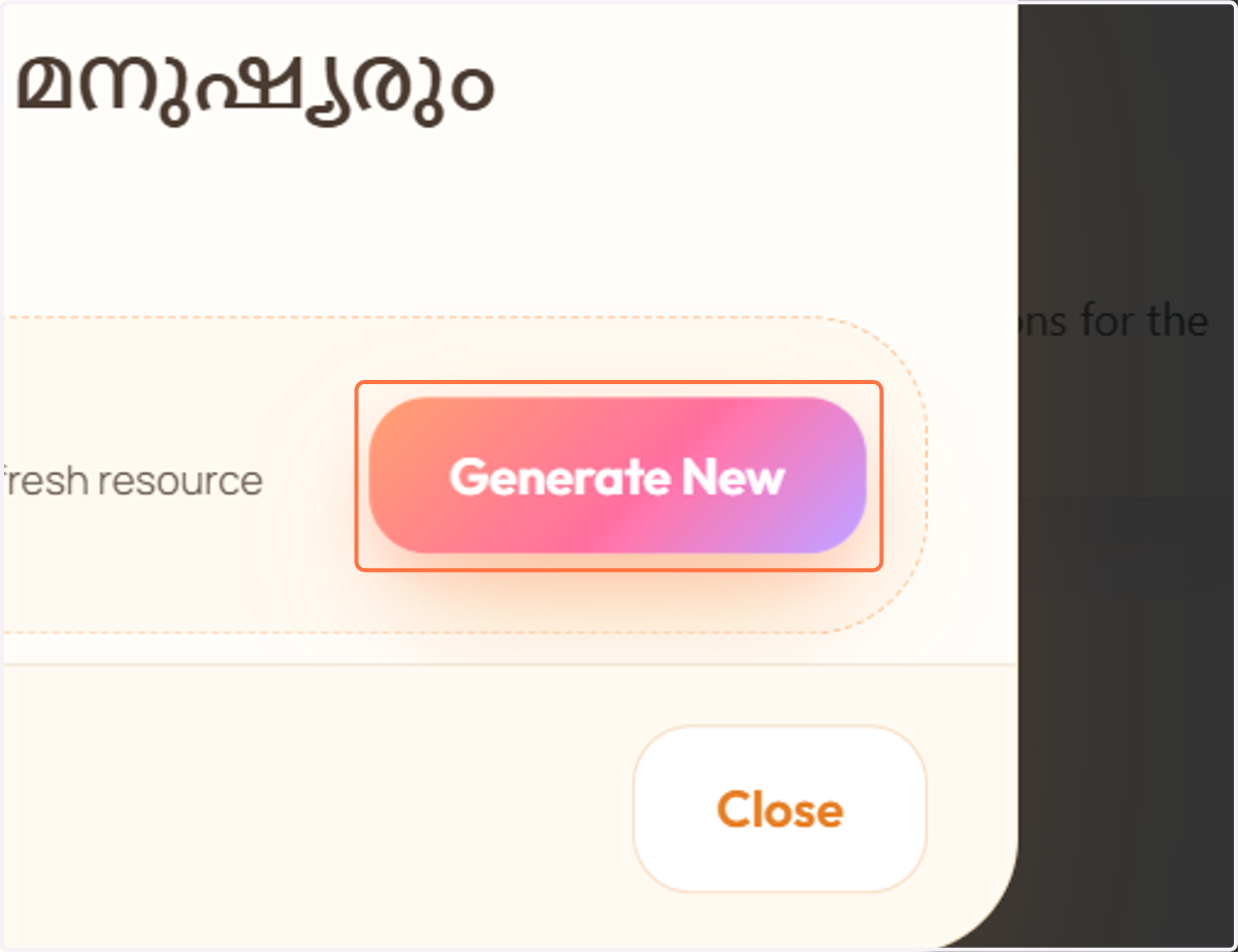 Click on Generate New