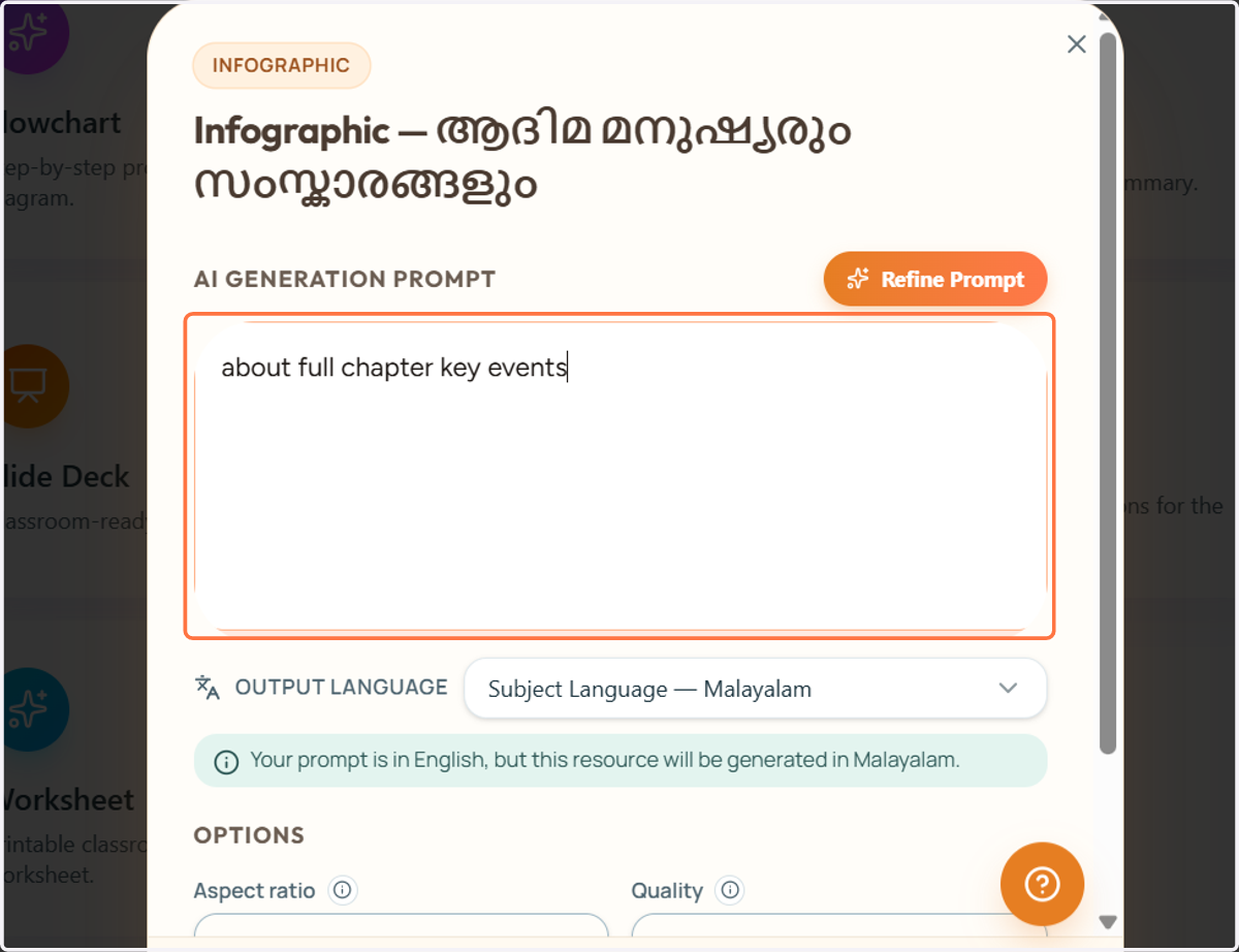 Type a brief prompt describing what you would like the infographic to cover. AI GENERATION PROMPT