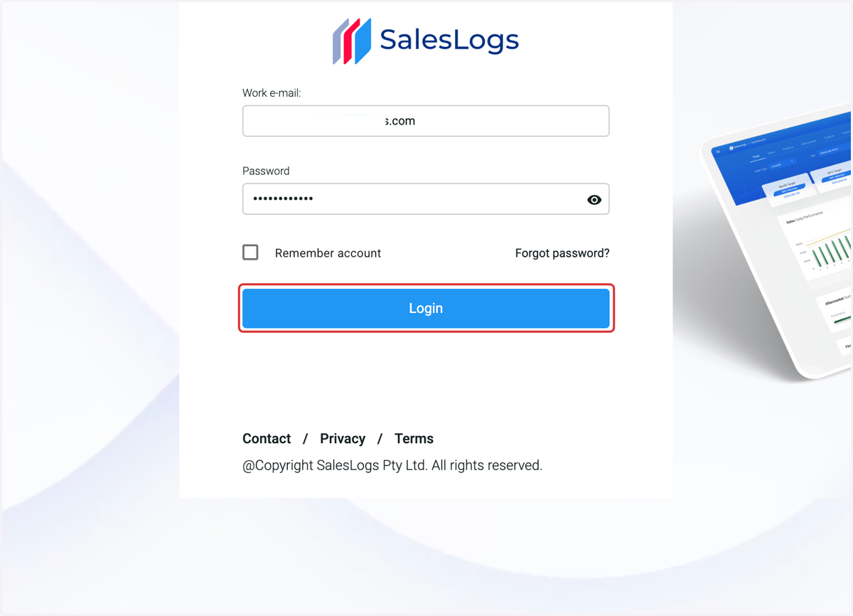 Enter your temporary password that was emailed to you. Click on Login