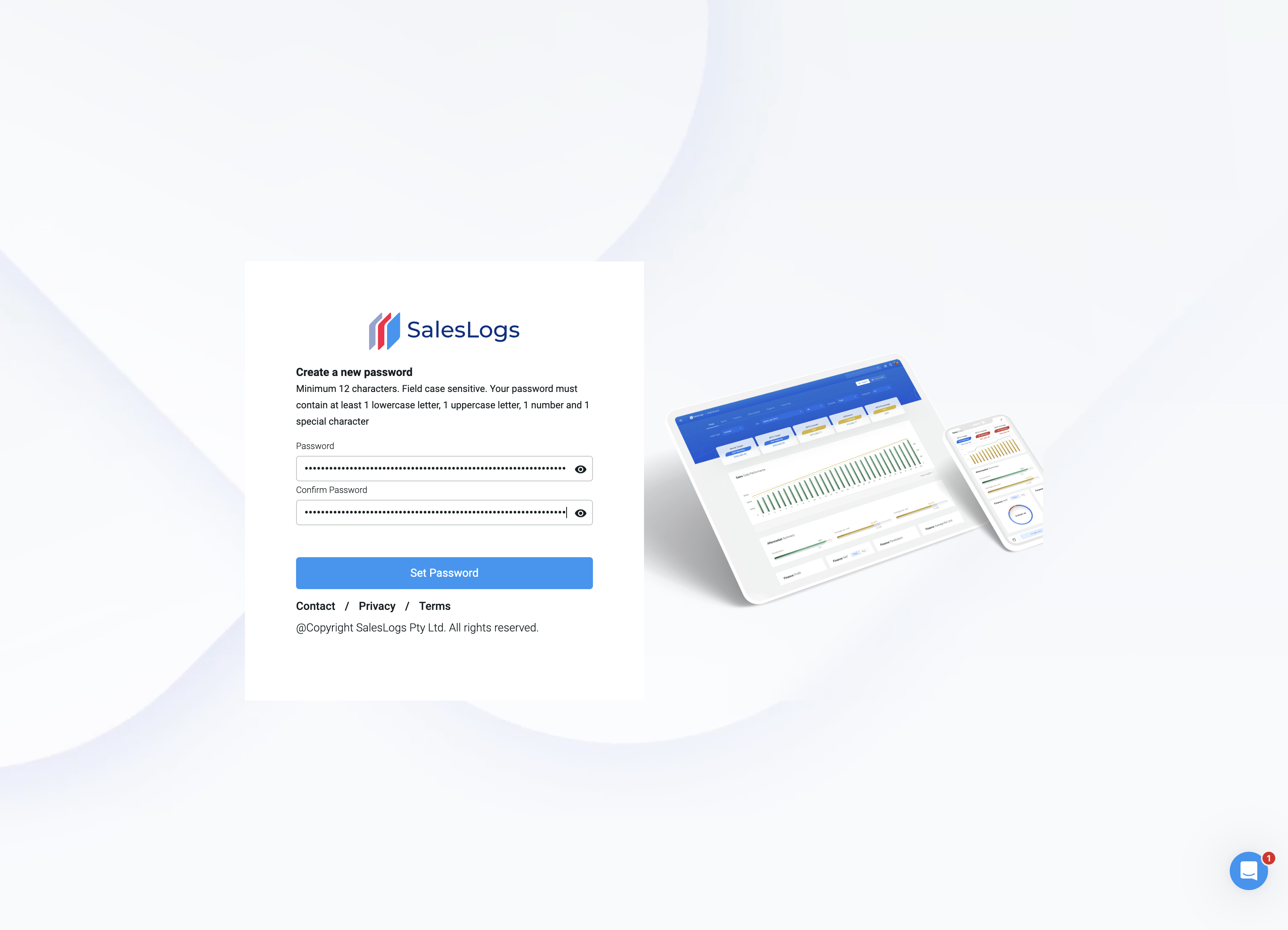 Create a new password. Confirm password. Click on Set Password