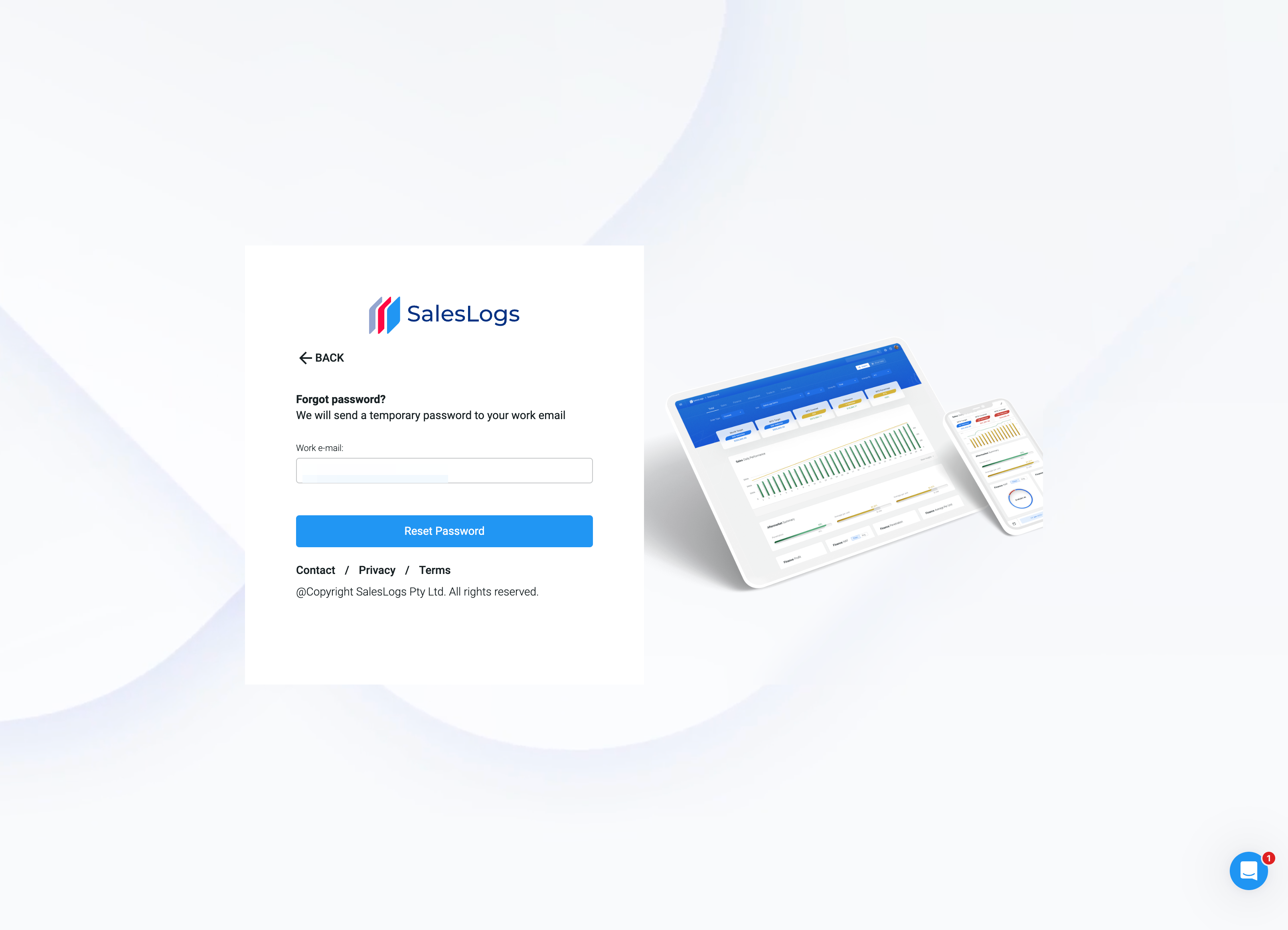 Enter work e-mail. Click on Reset Password