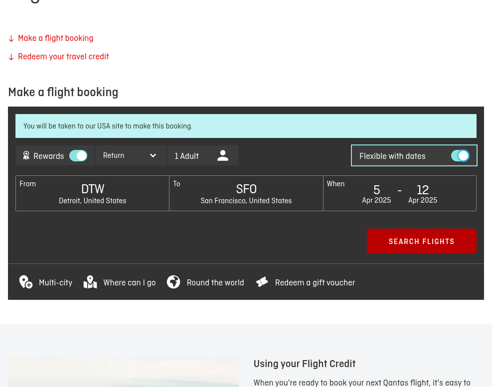 Click on SEARCH FLIGHTS