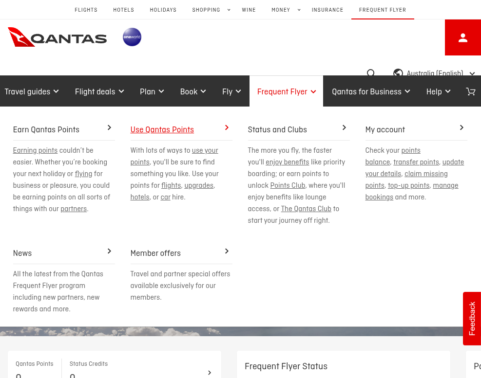 Click on Use Qantas Points