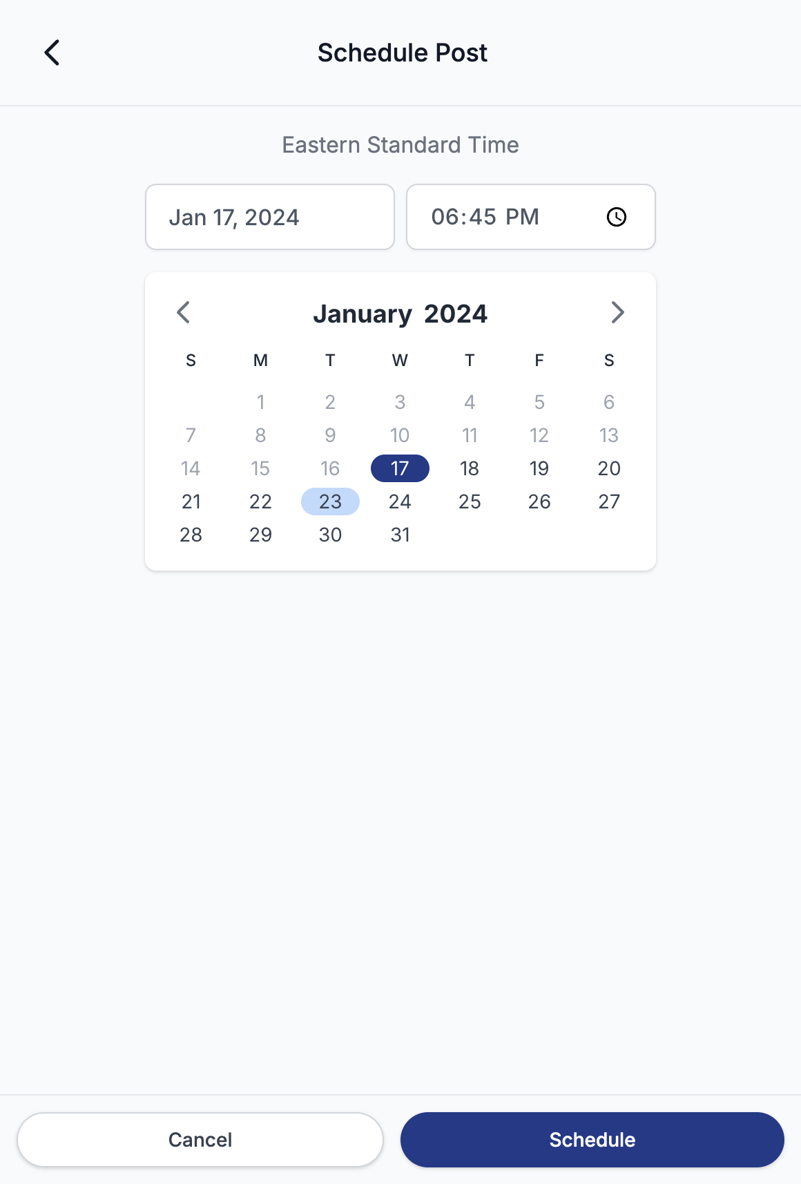If you are scheduling a post you can select the date and time for the post.
