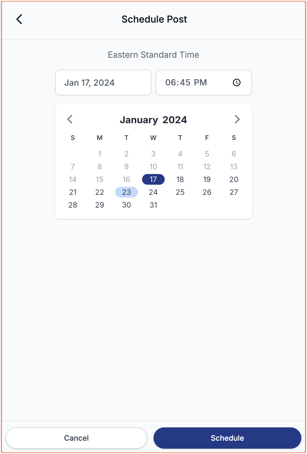 If you are scheduling a post you can select the date and time for the post.