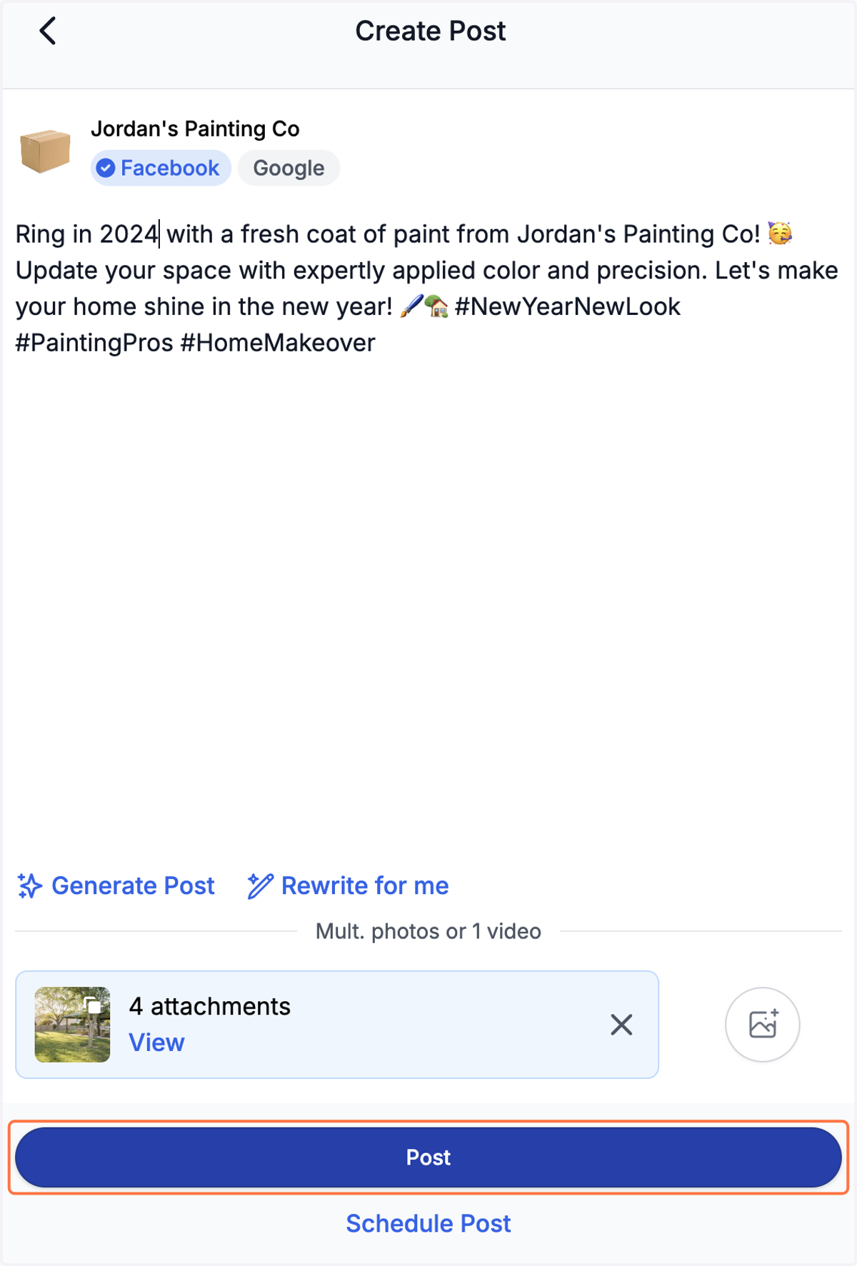 Click on Post, to post immediately.
