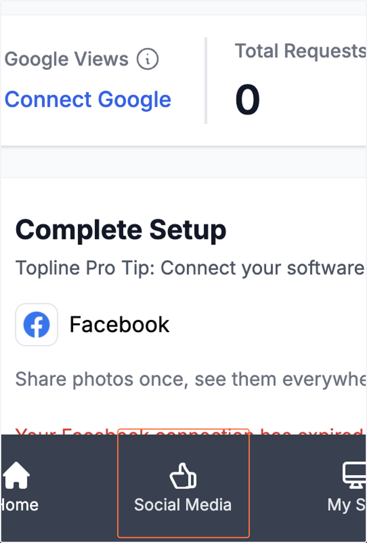 Click on 'Social Media' on the bottom or left side menu.