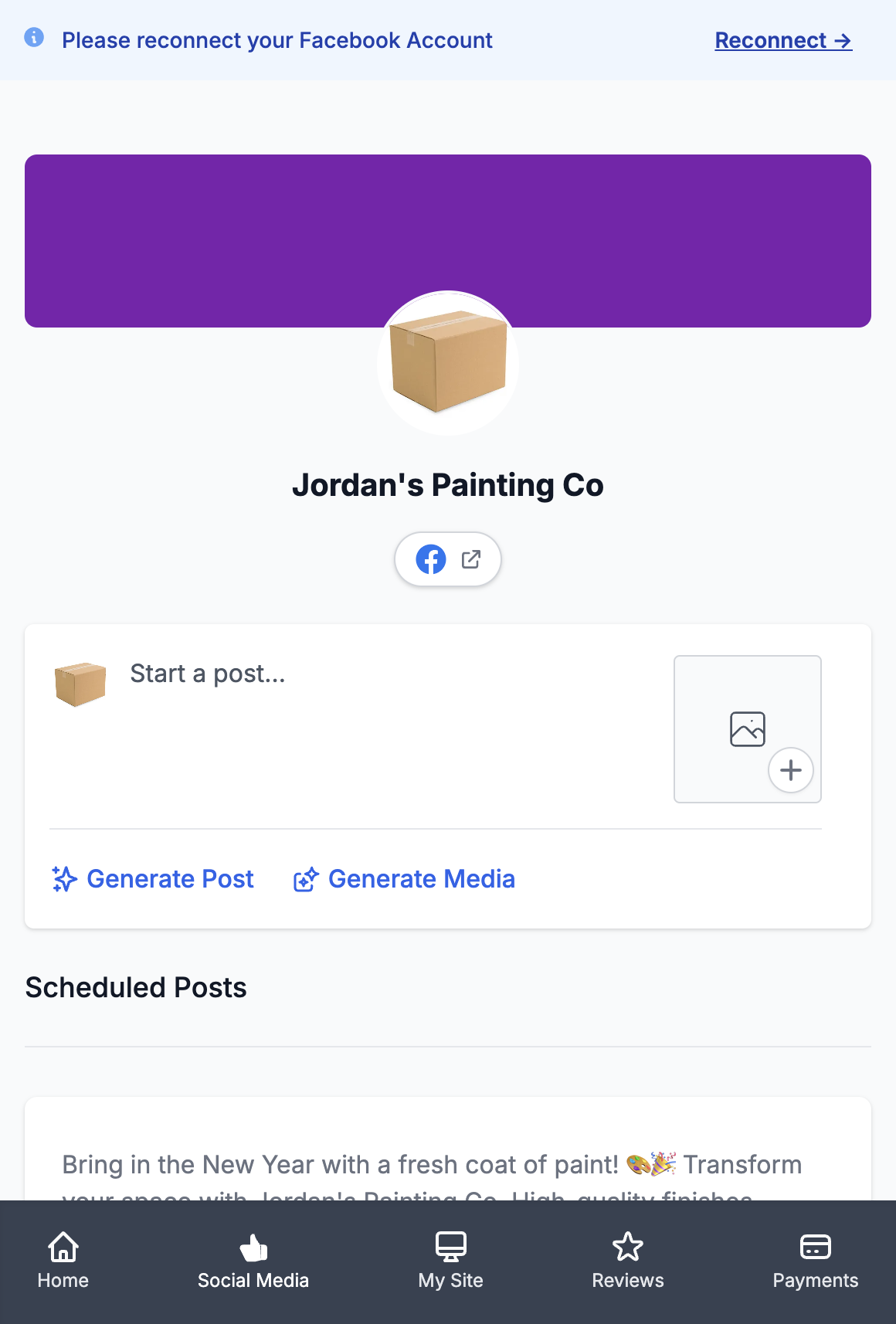 Click on Start a post...