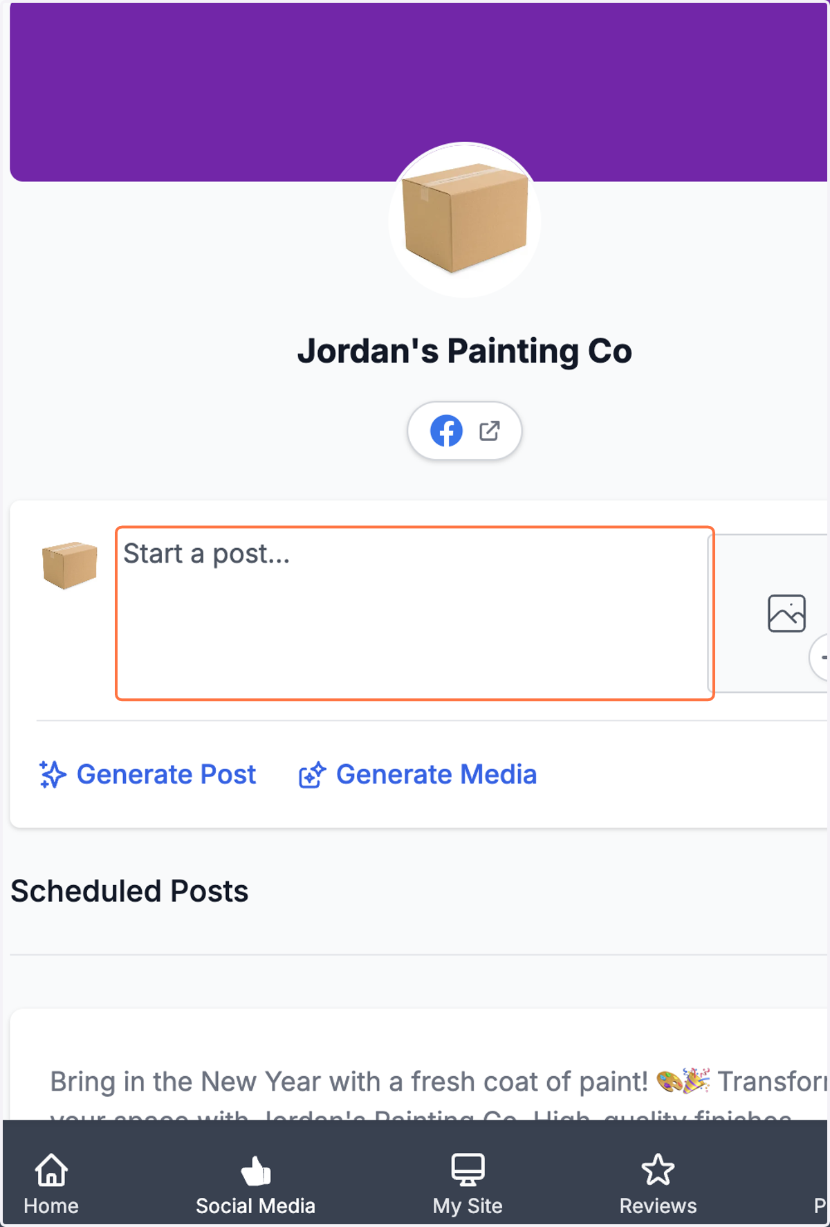 Click on Start a post...