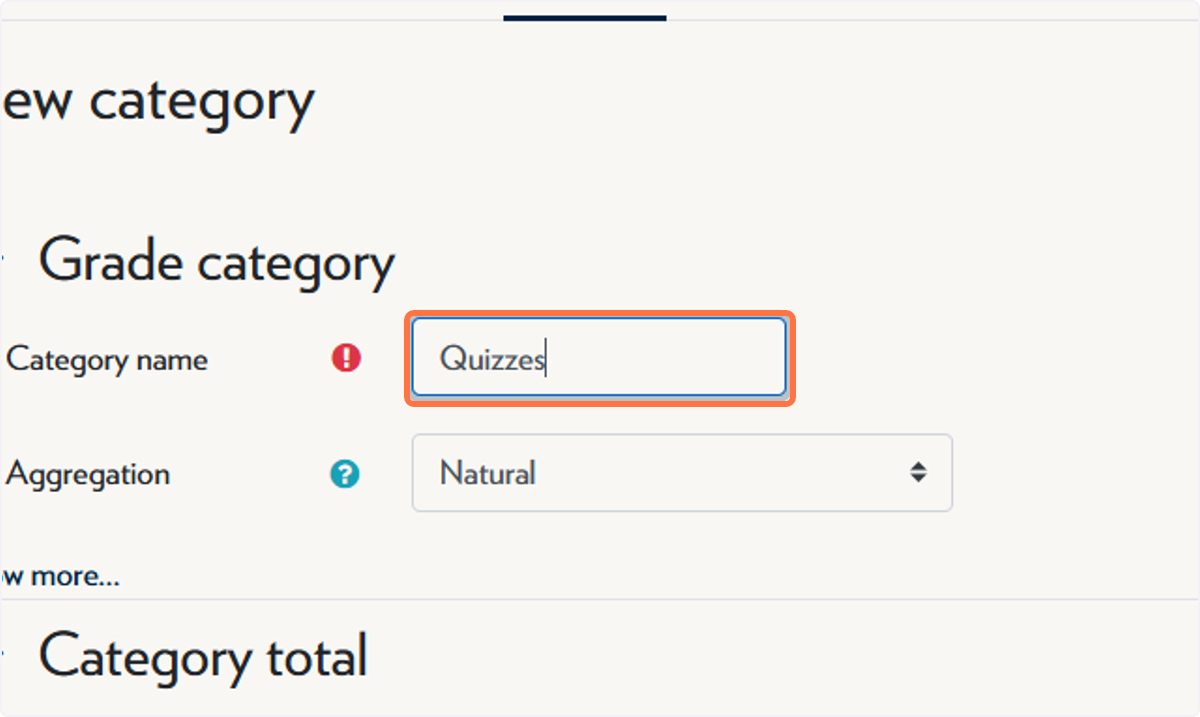 Type the name of the category