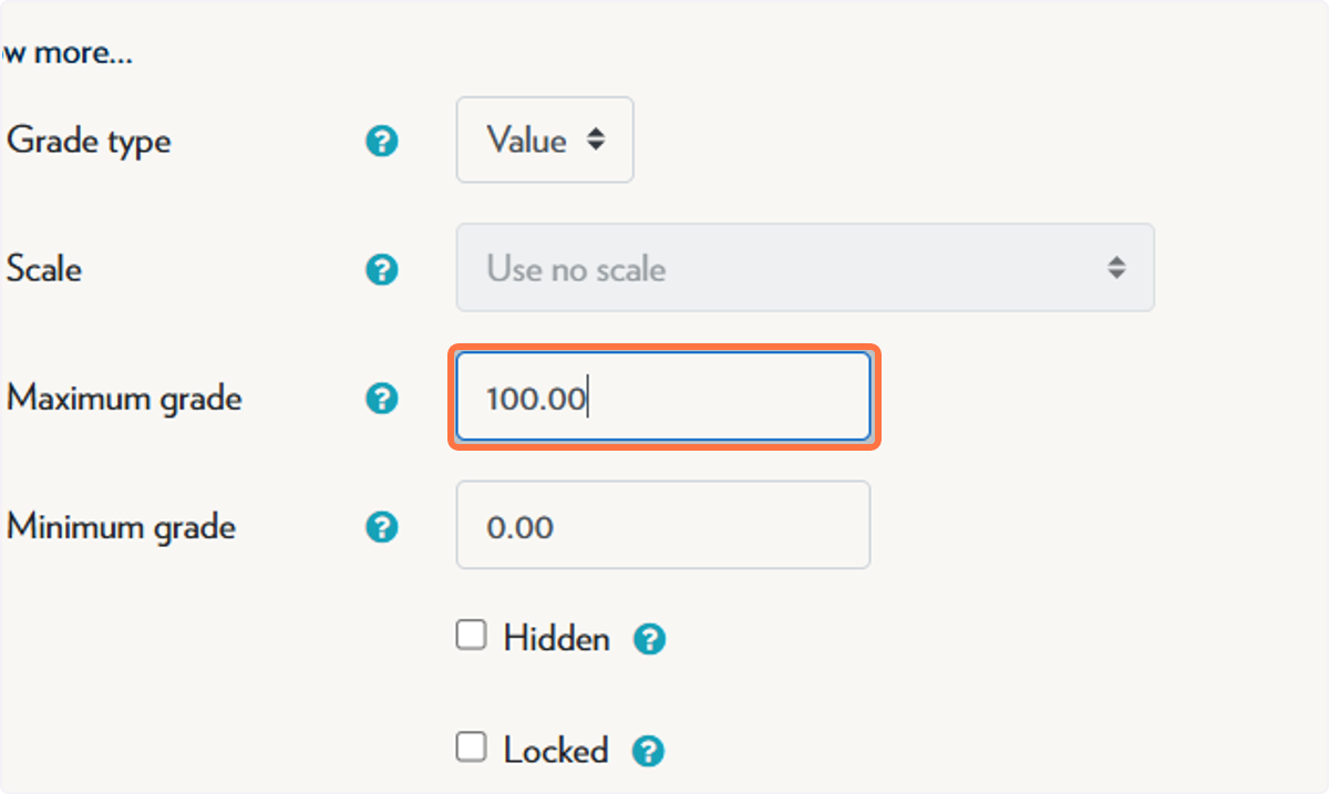 Set the points or scale for the item