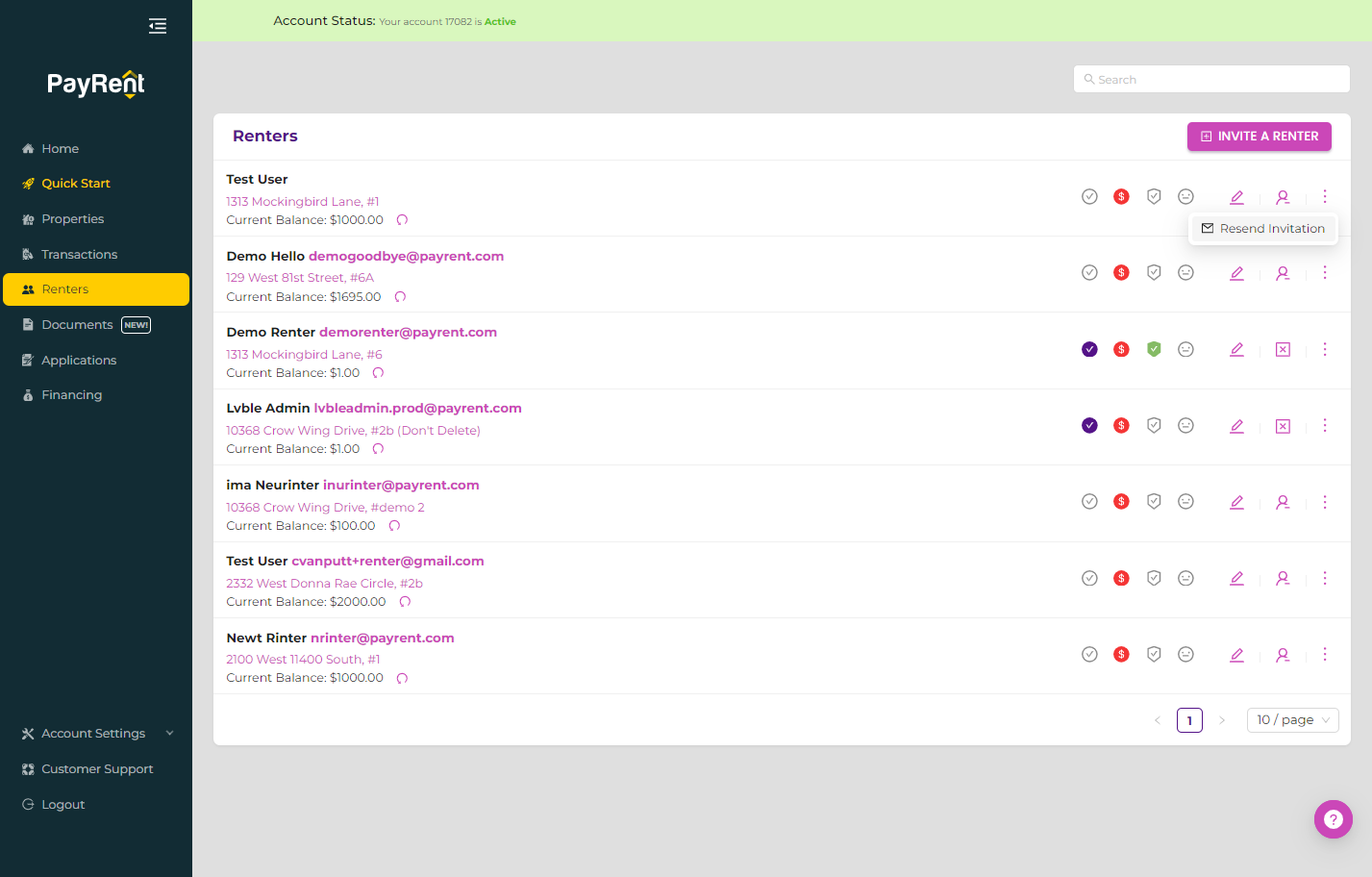 Click on Resend Invitation