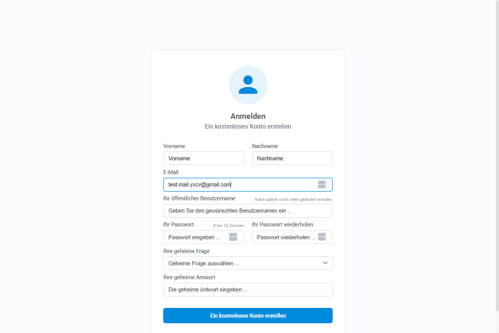 Paste "test.mail.yxcv@gmail.com" into input