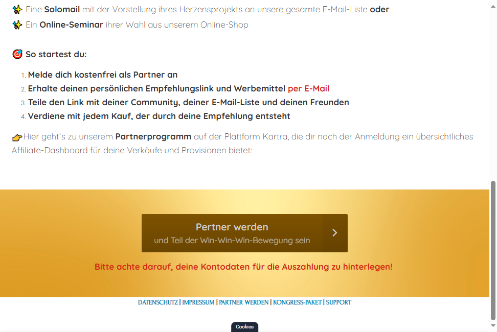 Click on Pertner werden…