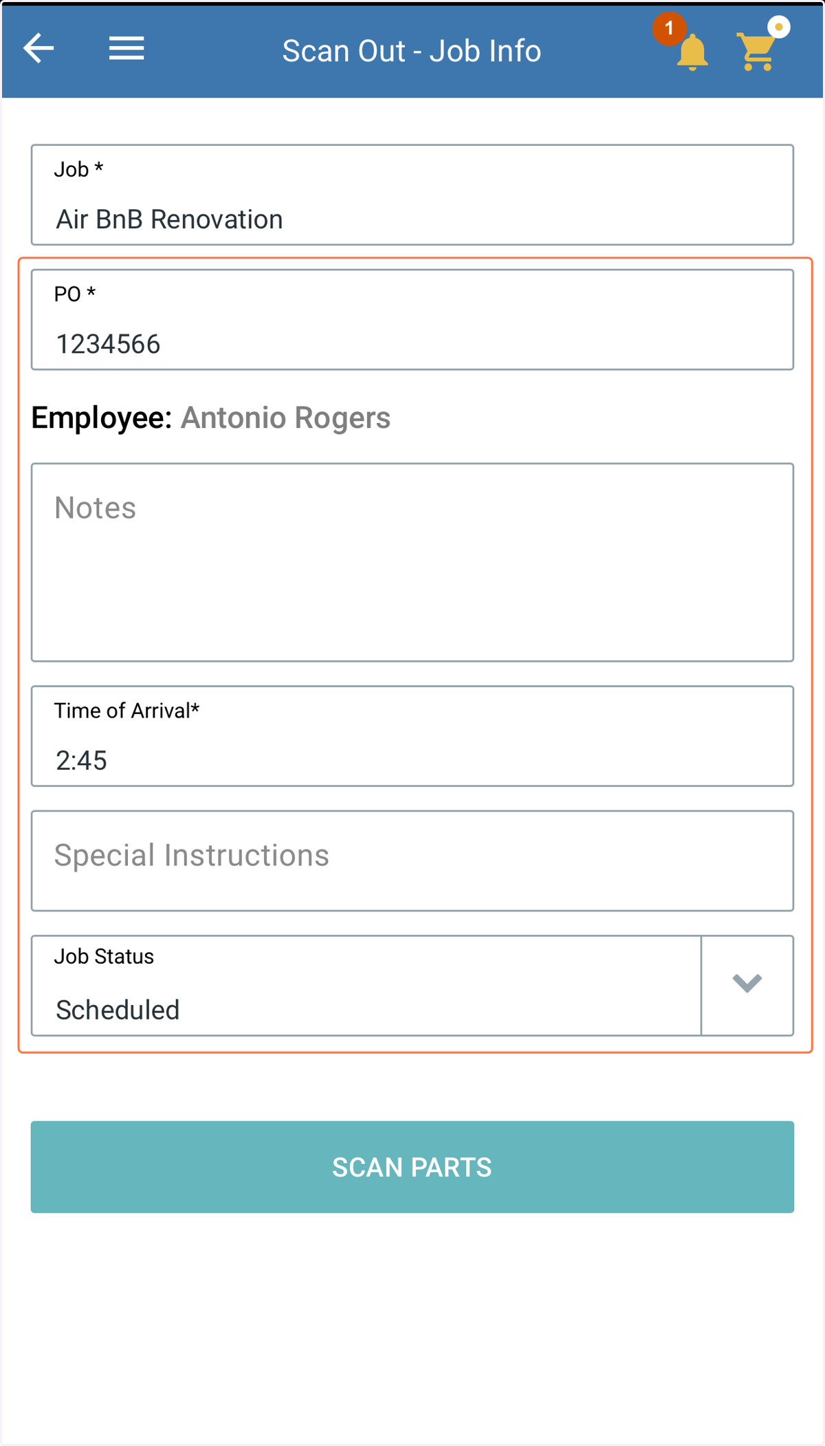 Complete Scan out- Job Info