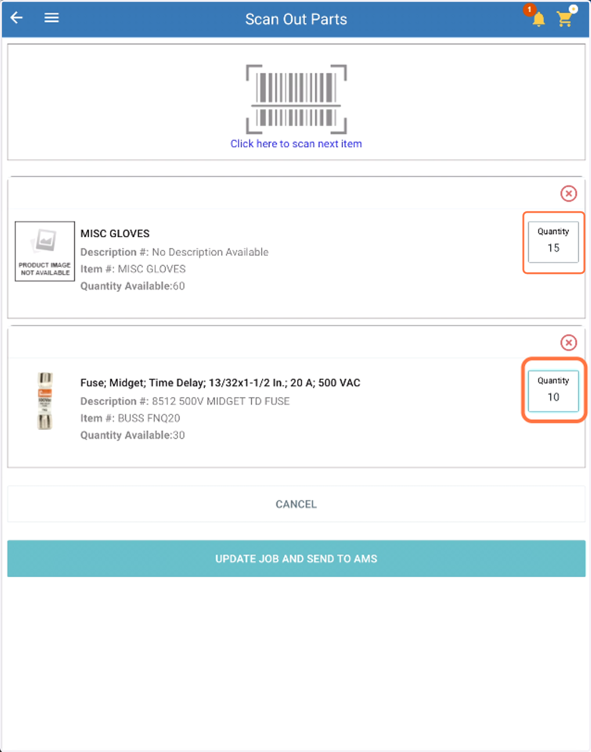 Modify Scan out quantities