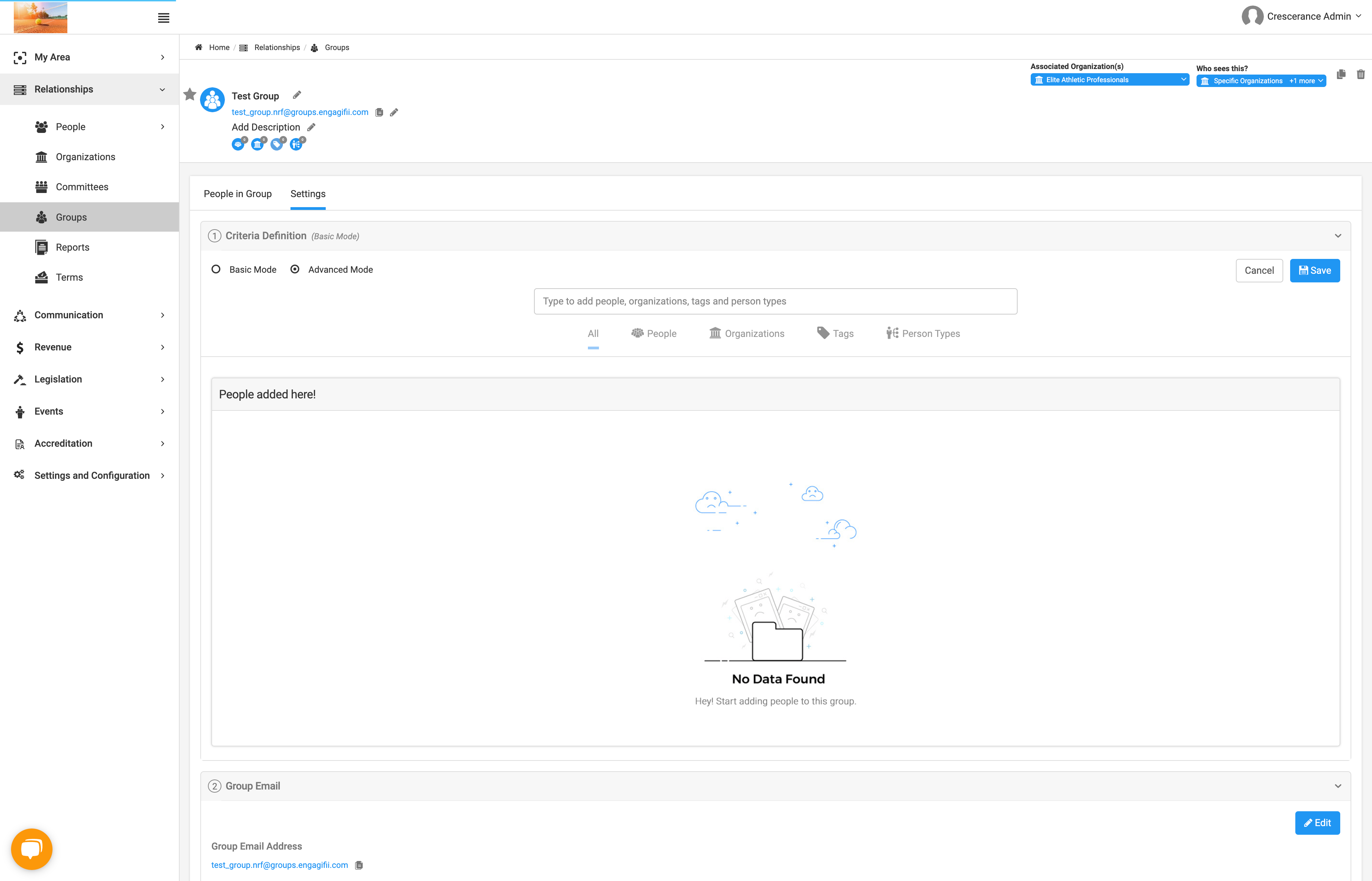 To create a Static Group, chose Basic Mode to manually add people to your group.