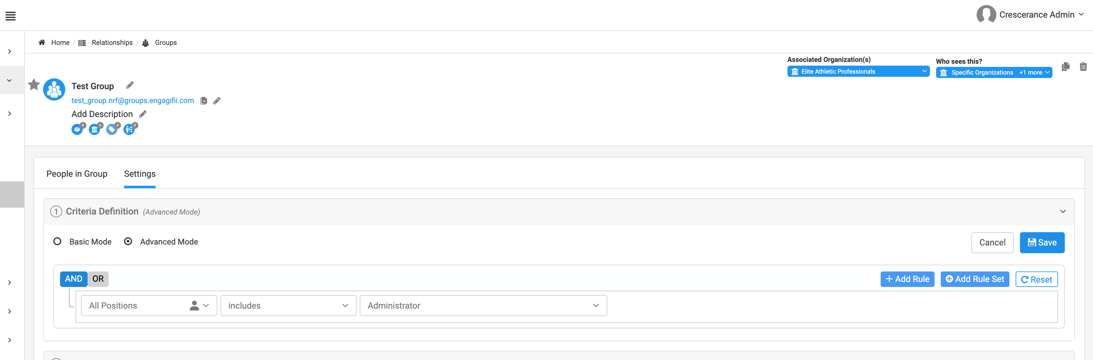 Click on Save once you have created your criteria rule.
