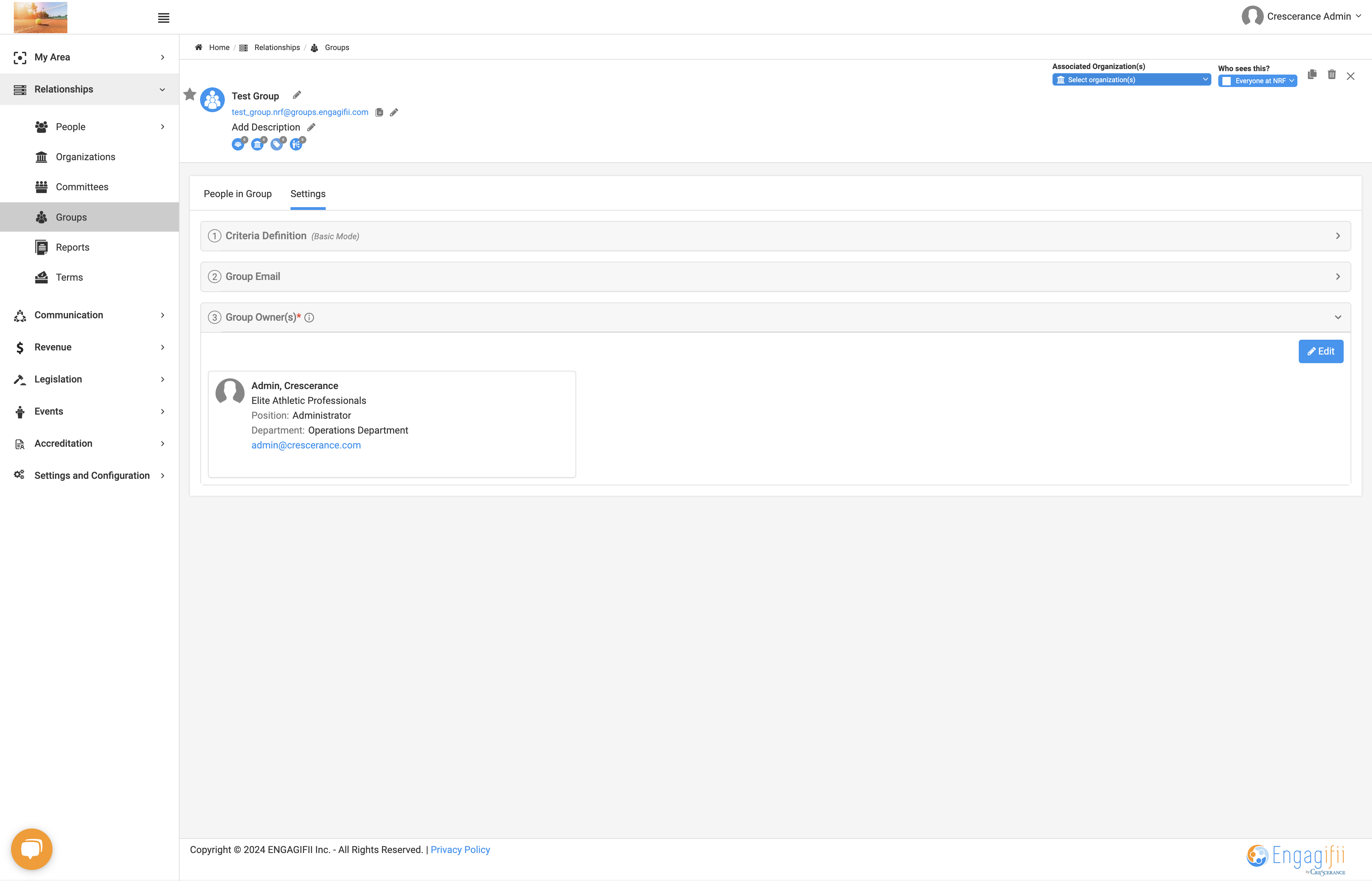 You can select an organization to link to the group if applicable