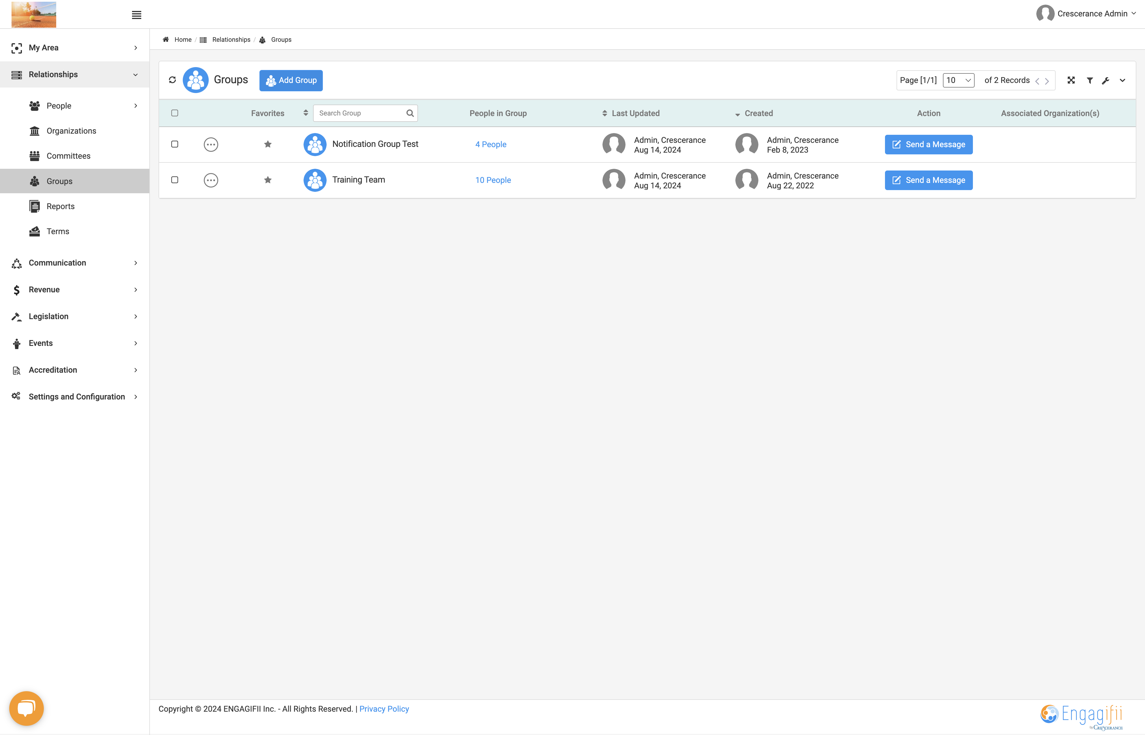 Click on Add Group to create a new group