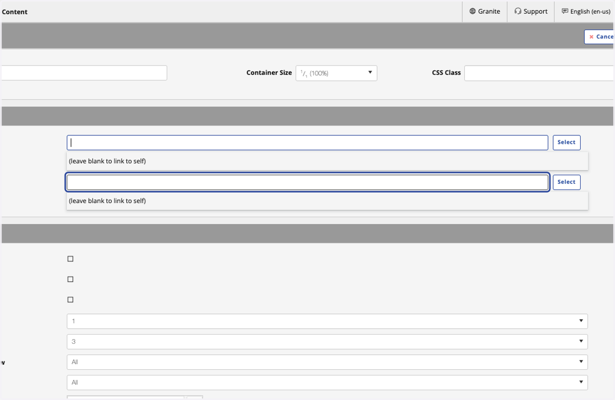 Select the page the will list the articles as a landing page.