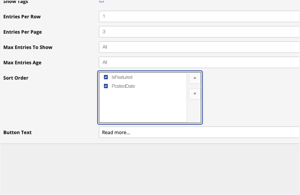Select your sort preference