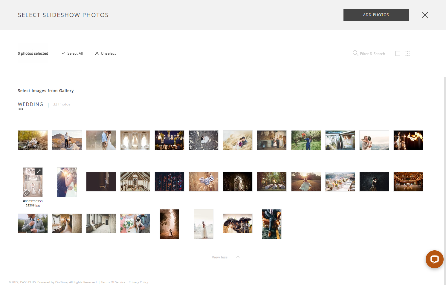 Then select the photos you want to include in the slideshow.